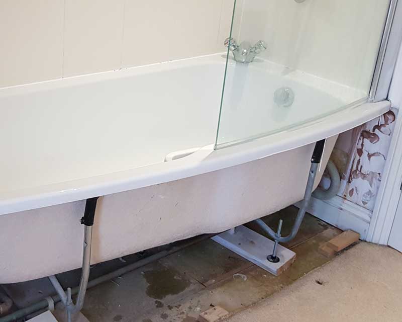 Replace bath, taps, bath screen, front and end panels