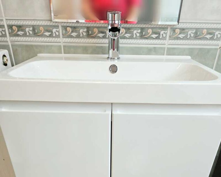 Replace vanity unit, basin, tap, trap and waste