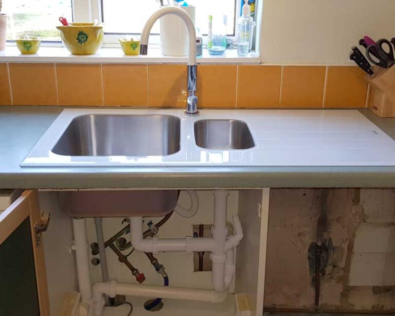 Replace kitchen sink, mixer tap and pipework