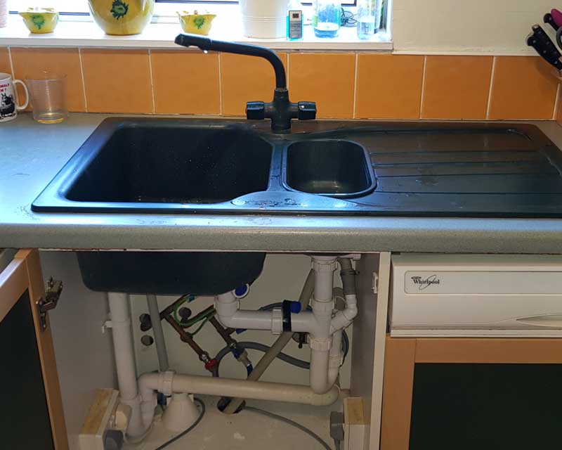 Replace kitchen sink, mixer tap and pipework